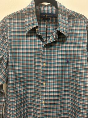 Ralph Lauren Teal Plaid Button-Down Shirt